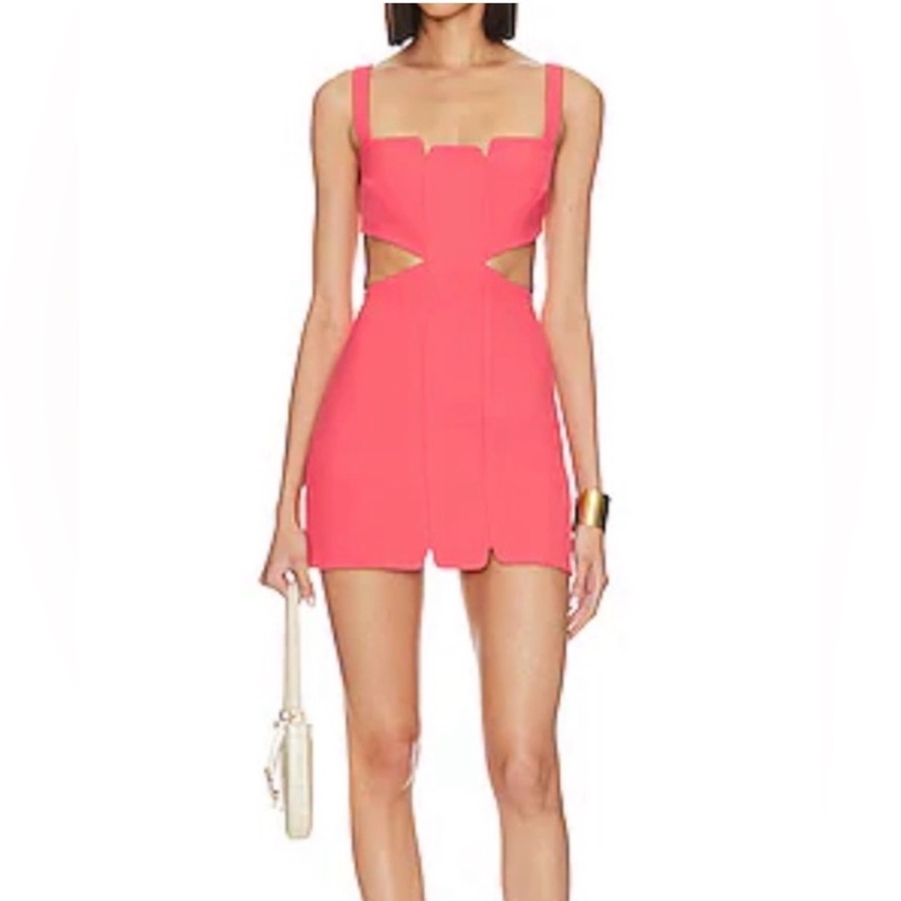 Alexis Coral-Red Cutout Mini Dress with Straps
